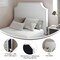 Merrick Lane Ribas Contoured Faux Leather Headboard with Studded Upholstery, Dual Hanging Options, Charging Station with 2 Outlets, USB Port, USB-C Port